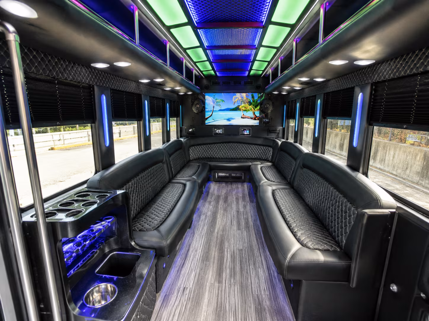 pasco 18 passenger party bus inside